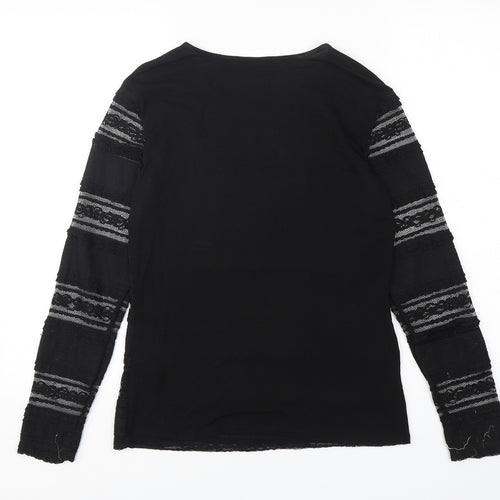 Dorothy Perkins Womens Black  Polyester Basic T-Shirt Size 8 Round Neck
