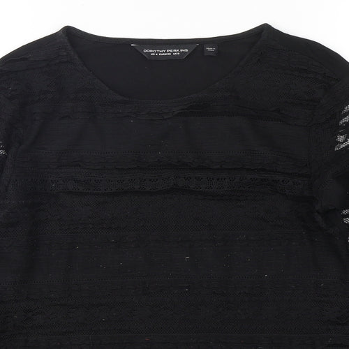 Dorothy Perkins Womens Black  Polyester Basic T-Shirt Size 8 Round Neck