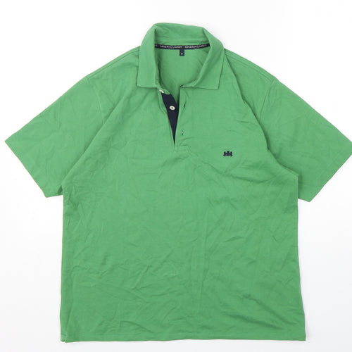Saville Row Mens Green  Cotton  Polo Size M Collared Pullover
