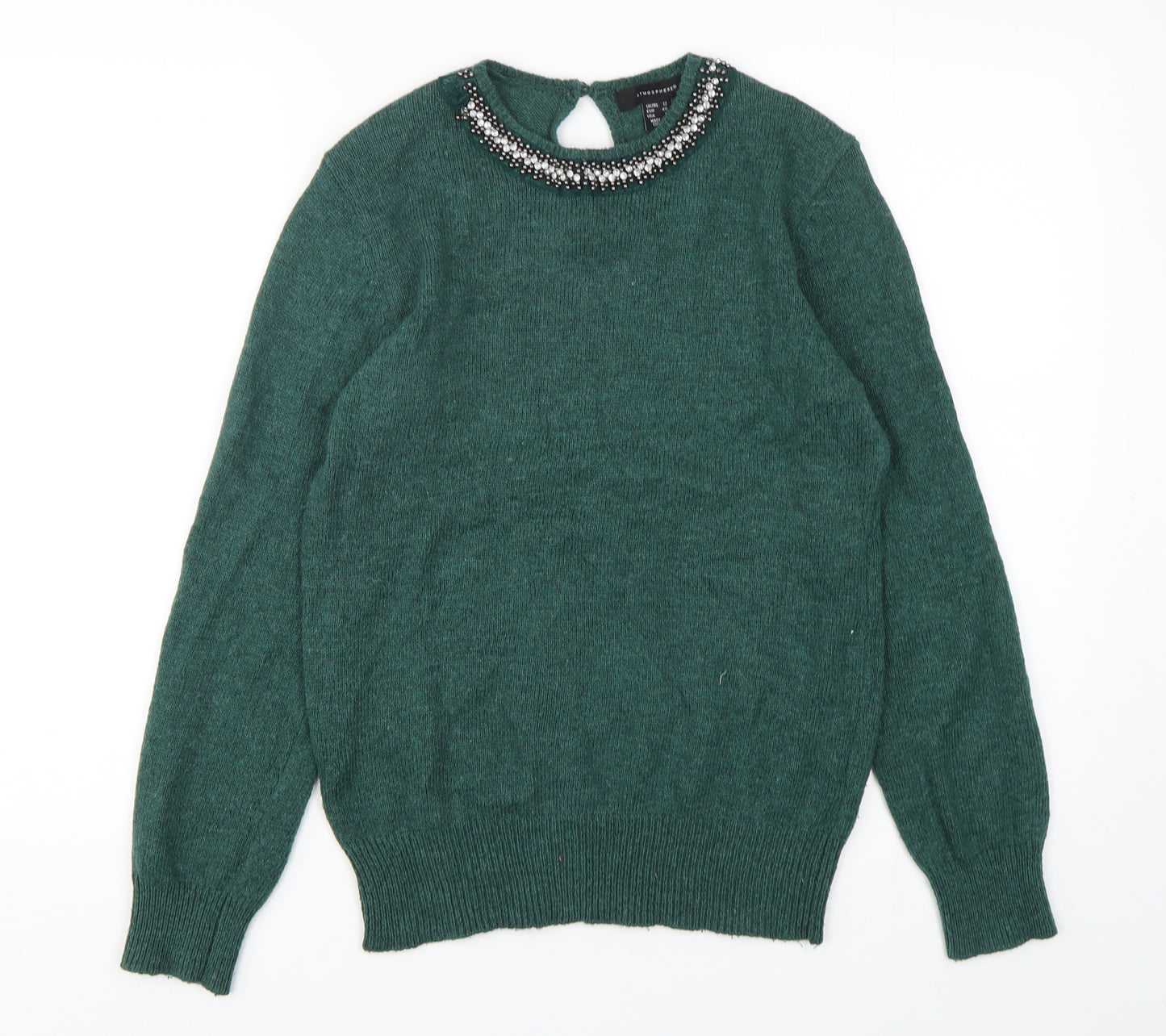 Atmosphere Womens Green Round Neck  Nylon Pullover Jumper Size 12