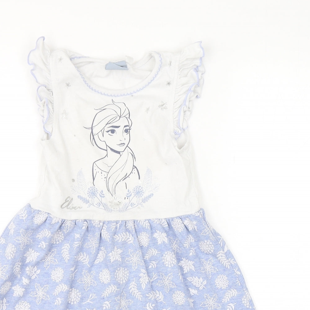Frozen Girls Multicoloured Geometric Polyester A-Line  Size 7-8 Years  Round Neck Pullover