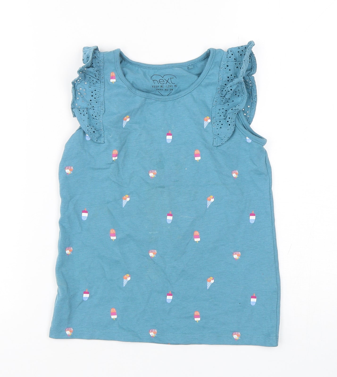 NEXT Girls Yellow Polka Dot Cotton Basic Tank Size 5-6 Years Round Neck Pullover