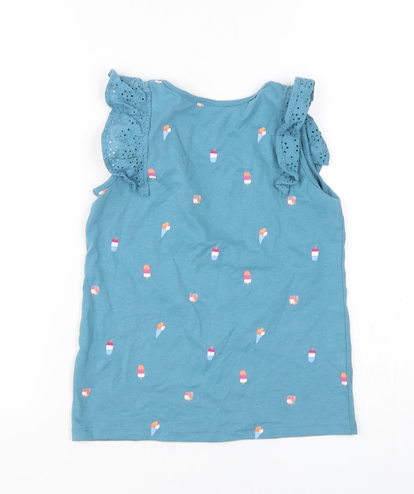 NEXT Girls Yellow Polka Dot Cotton Basic Tank Size 5-6 Years Round Neck Pullover