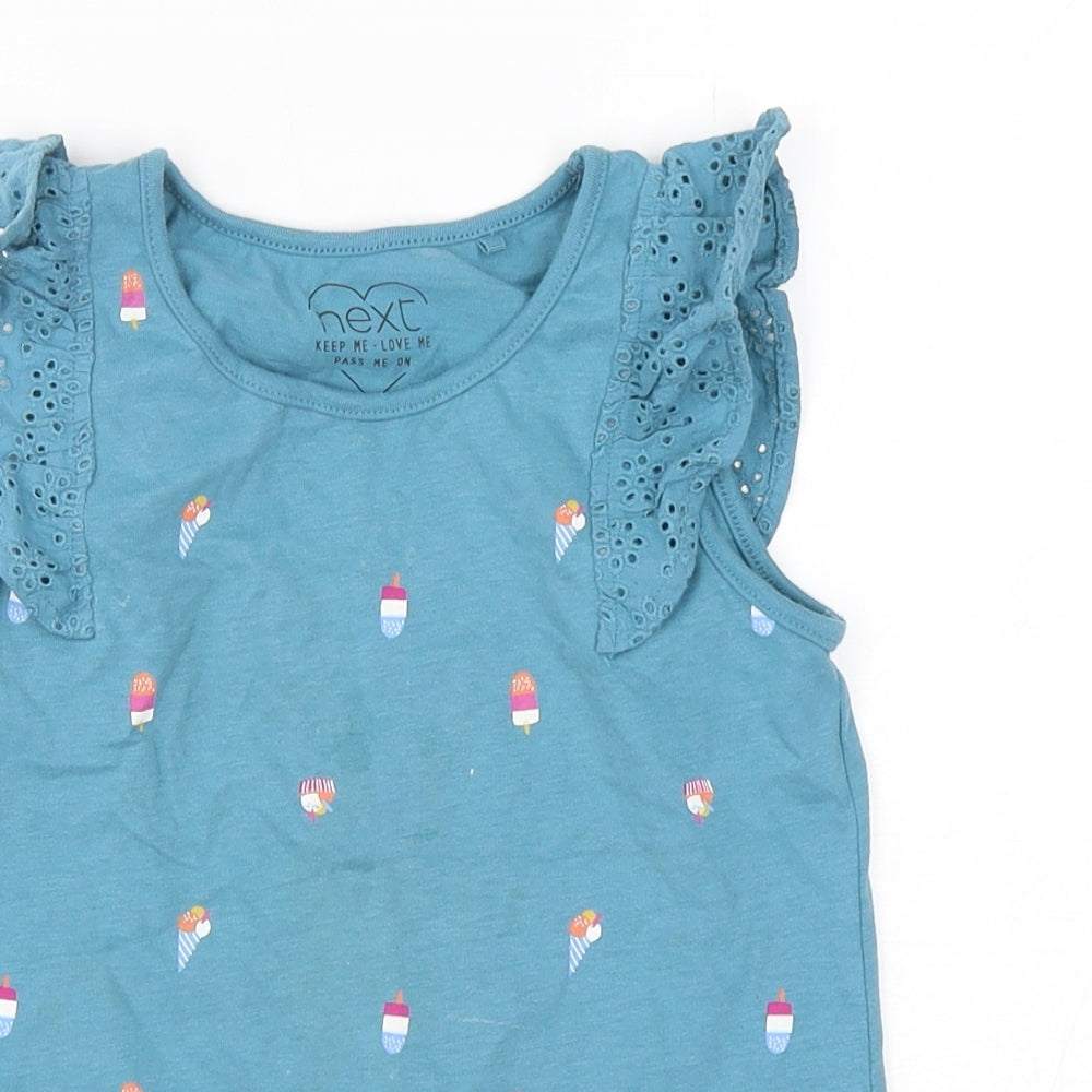 NEXT Girls Yellow Polka Dot Cotton Basic Tank Size 5-6 Years Round Neck Pullover