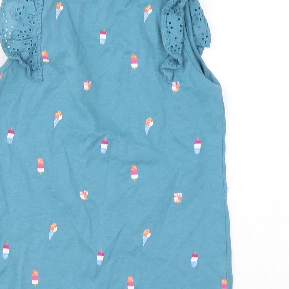 NEXT Girls Yellow Polka Dot Cotton Basic Tank Size 5-6 Years Round Neck Pullover