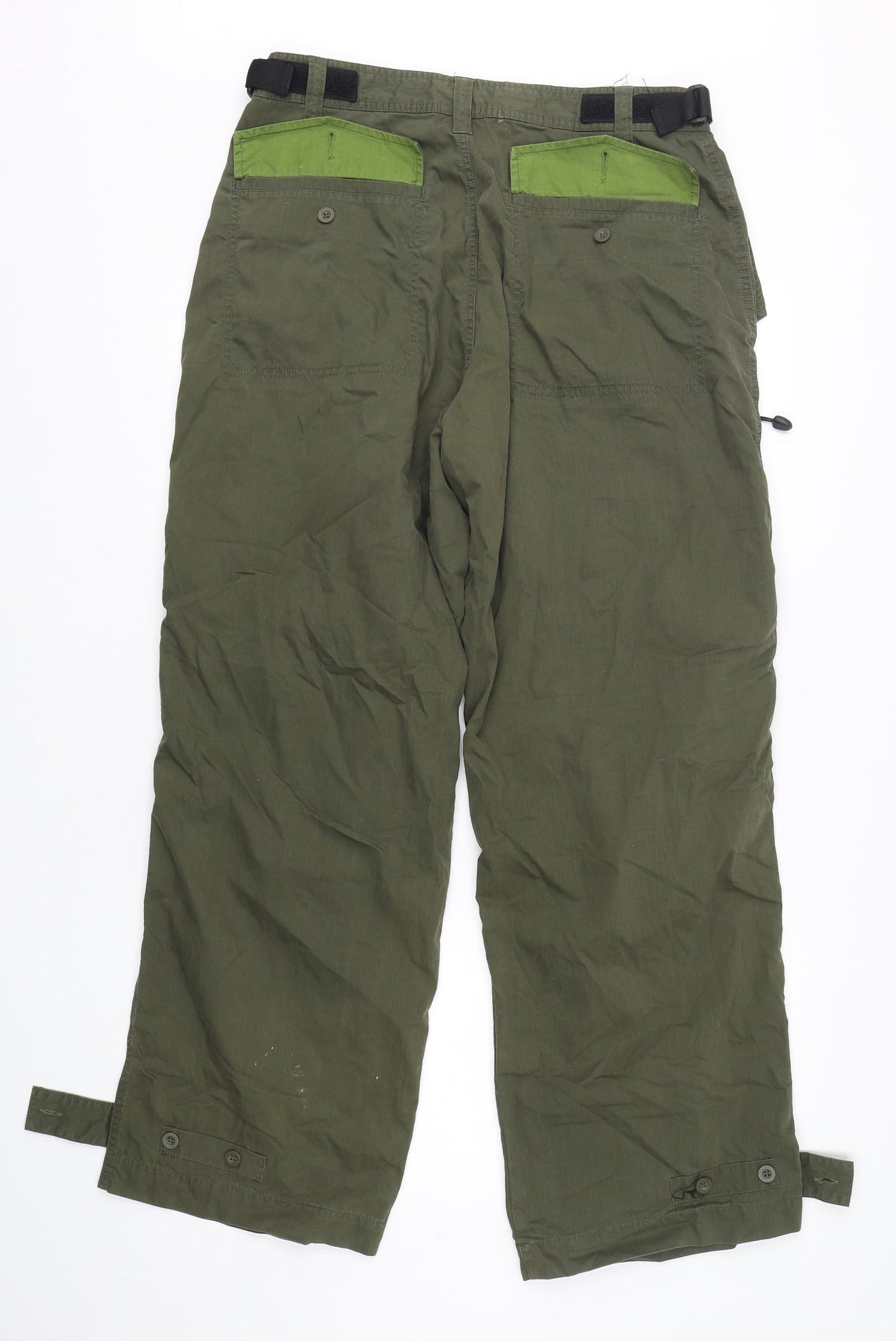 Marks and Spencer Mens Green  Cotton Cargo Trousers Size 34 L31 in Regular