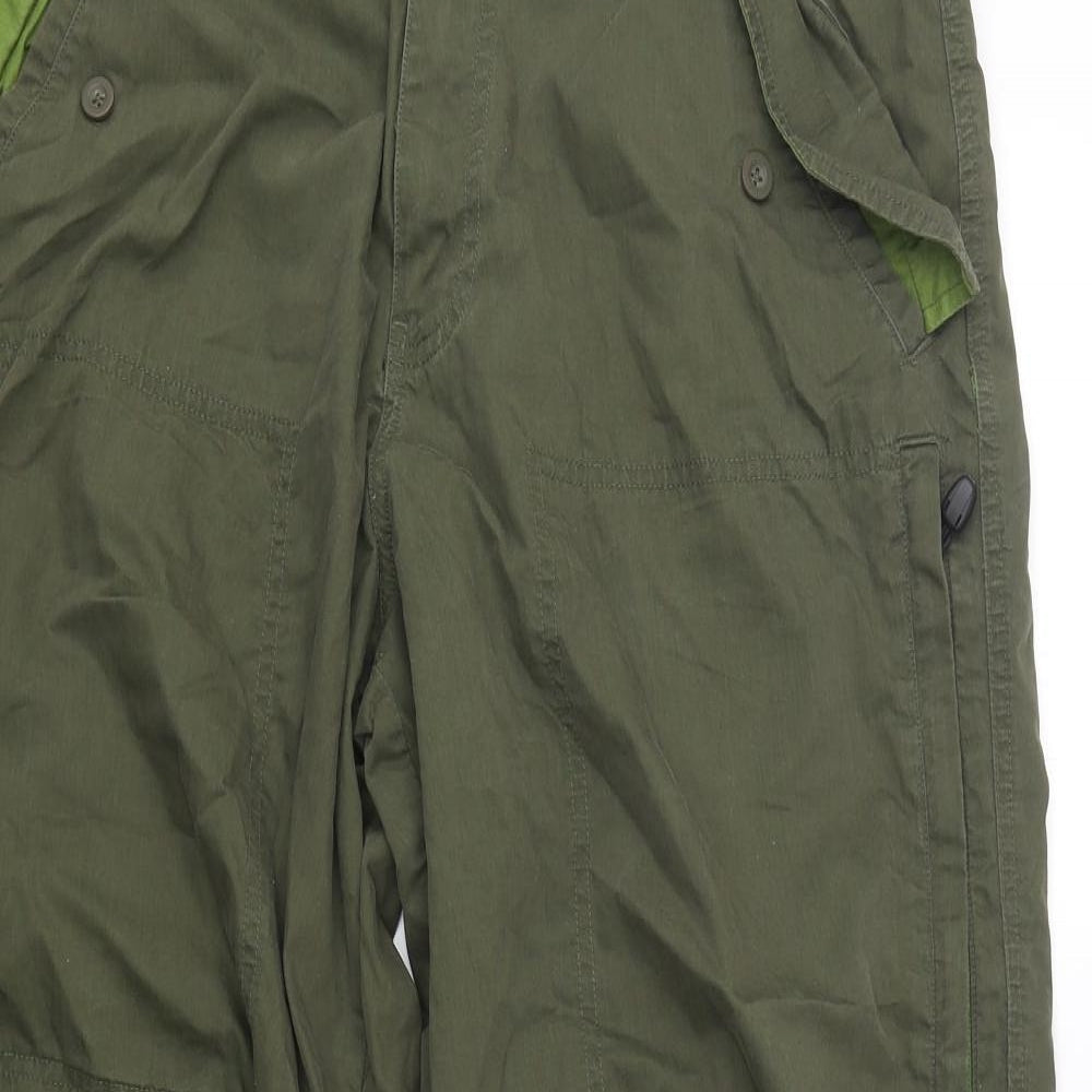 Marks and Spencer Mens Green  Cotton Cargo Trousers Size 34 L31 in Regular
