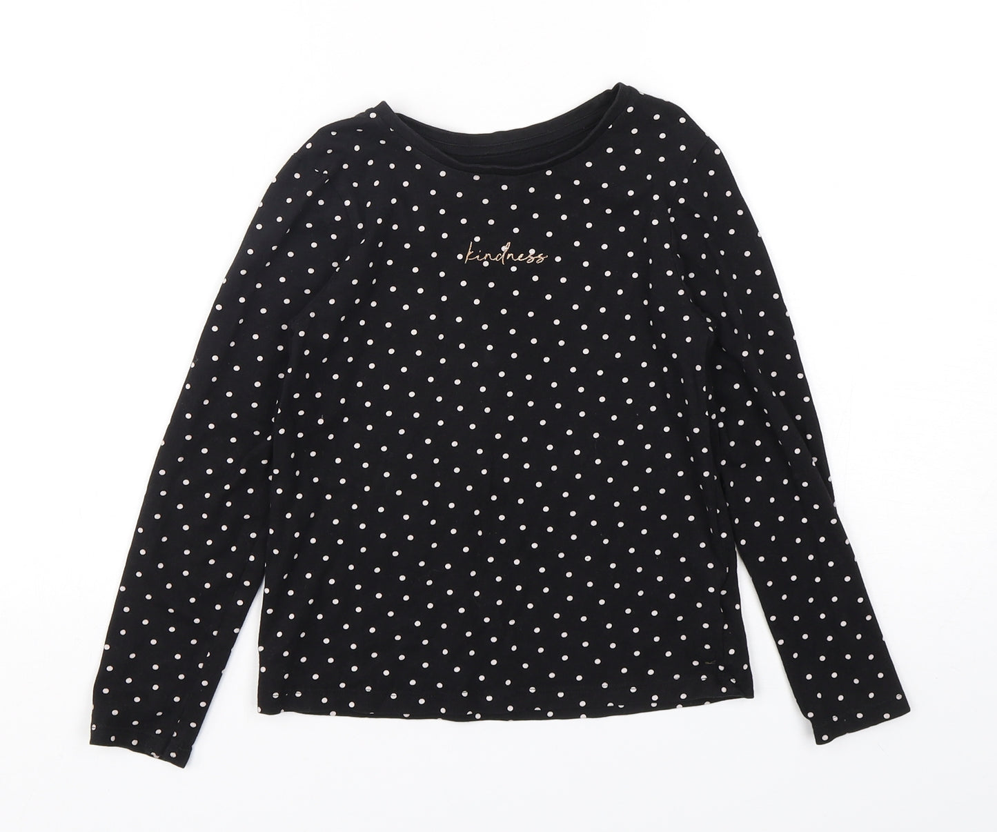 Dunnes Stores Girls Blue Polka Dot Cotton Basic T-Shirt Size 7-8 Years Round Neck Pullover