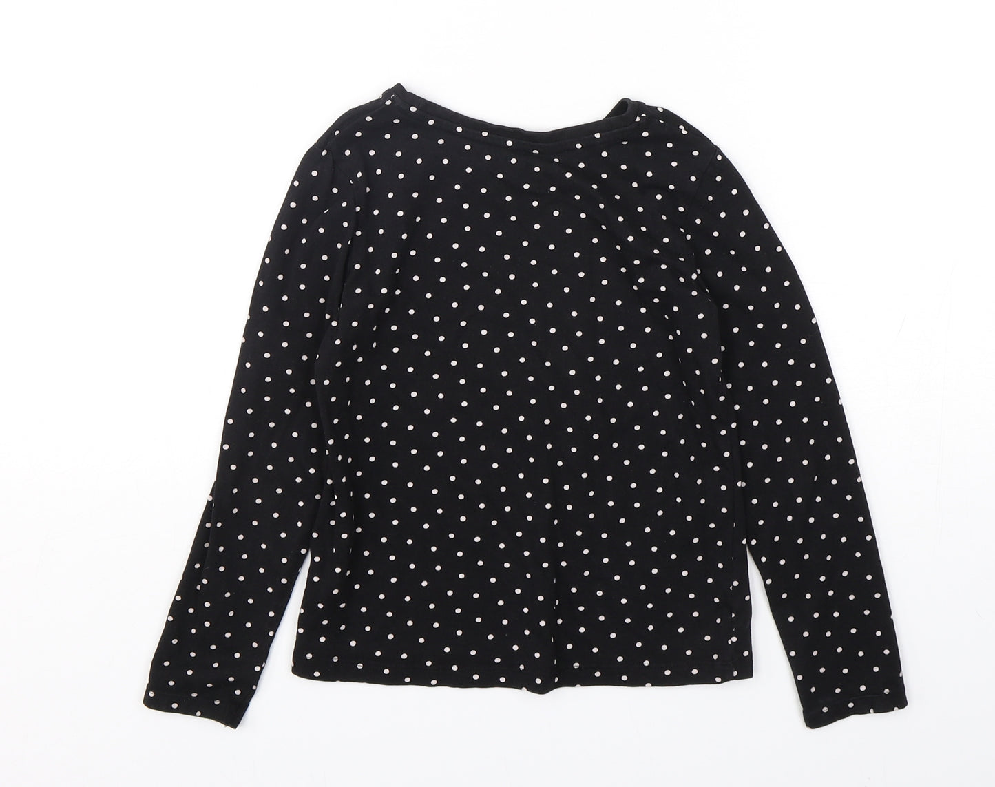 Dunnes Stores Girls Blue Polka Dot Cotton Basic T-Shirt Size 7-8 Years Round Neck Pullover