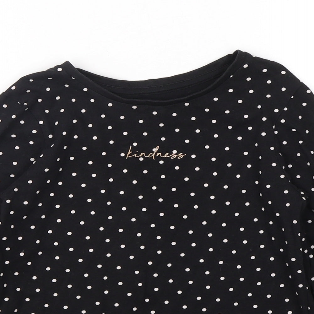 Dunnes Stores Girls Blue Polka Dot Cotton Basic T-Shirt Size 7-8 Years Round Neck Pullover