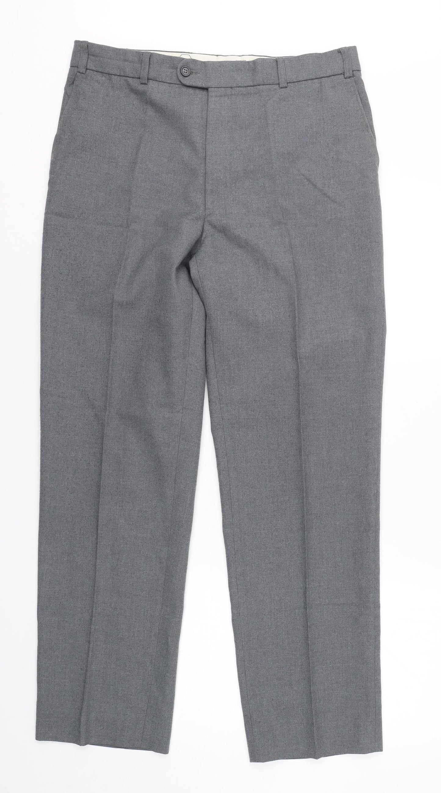 Merit  Womens Grey  Polyester Trousers  Size 36 L32 in Regular
