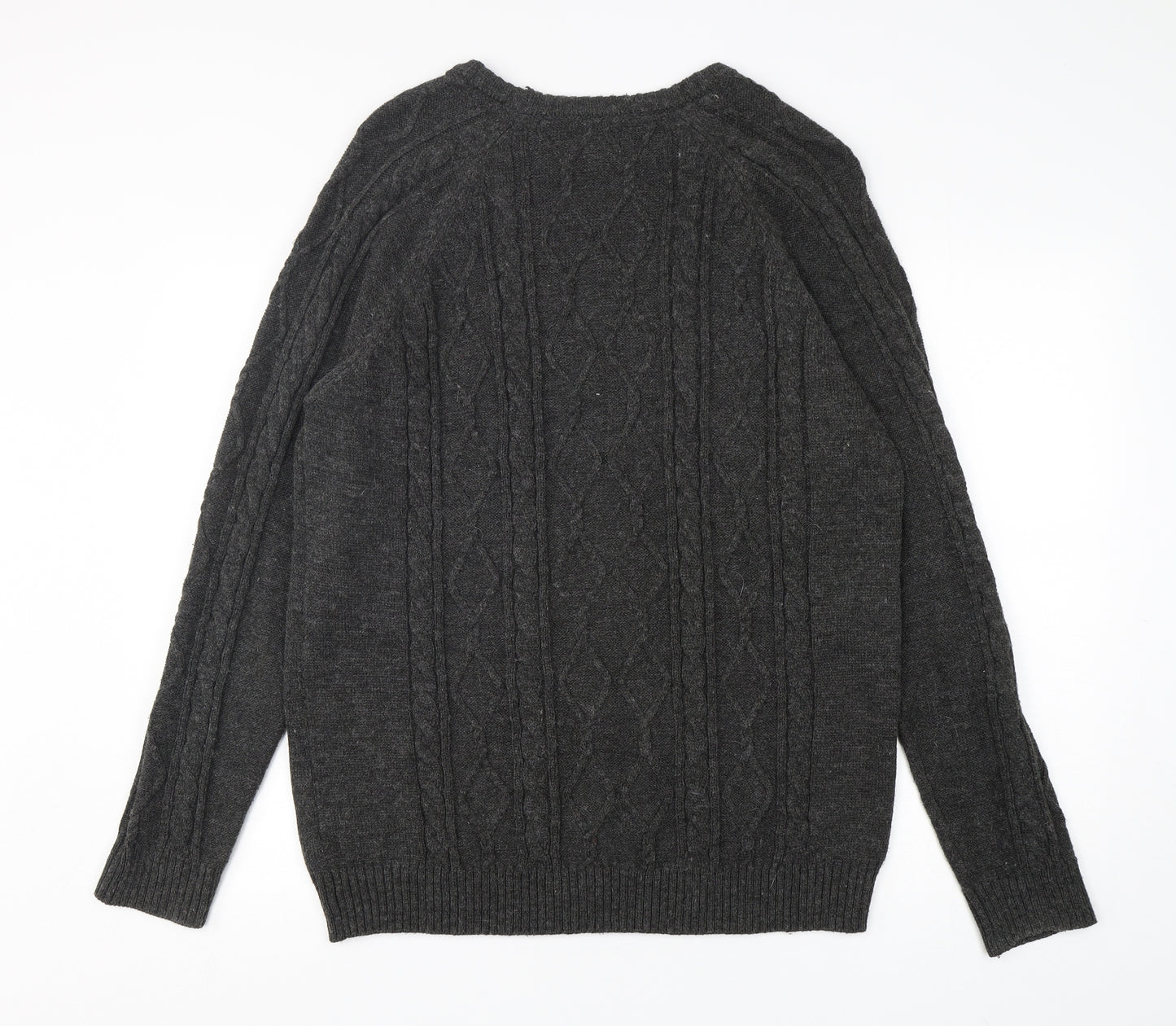 George Mens Grey Round Neck  Acrylic Pullover Jumper Size M