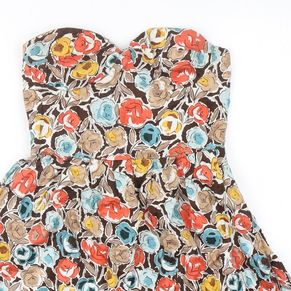 A Star Womens Multicoloured Floral Cotton Maxi  Size M  Off the Shoulder Pullover