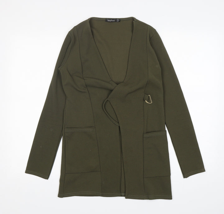 Boohoo Womens Green Jacket Blazer Size 10 Tie