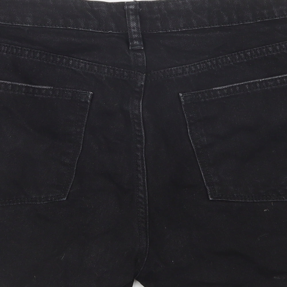 Primark Womens Black  Cotton Boyfriend Shorts Size 10 L3 in Regular Button