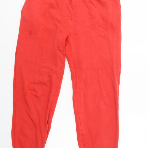 H&M Womens Red  Cotton Jogger Trousers Size XS L28 in Regular Drawstring