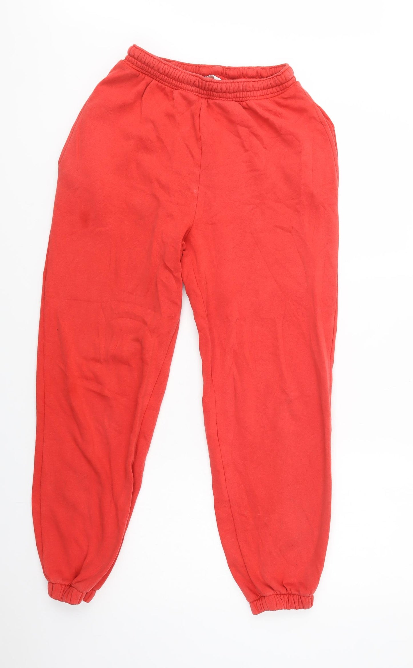 H&M Womens Red  Cotton Jogger Trousers Size XS L28 in Regular Drawstring