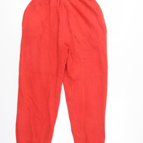 H&M Womens Red  Cotton Jogger Trousers Size XS L28 in Regular Drawstring