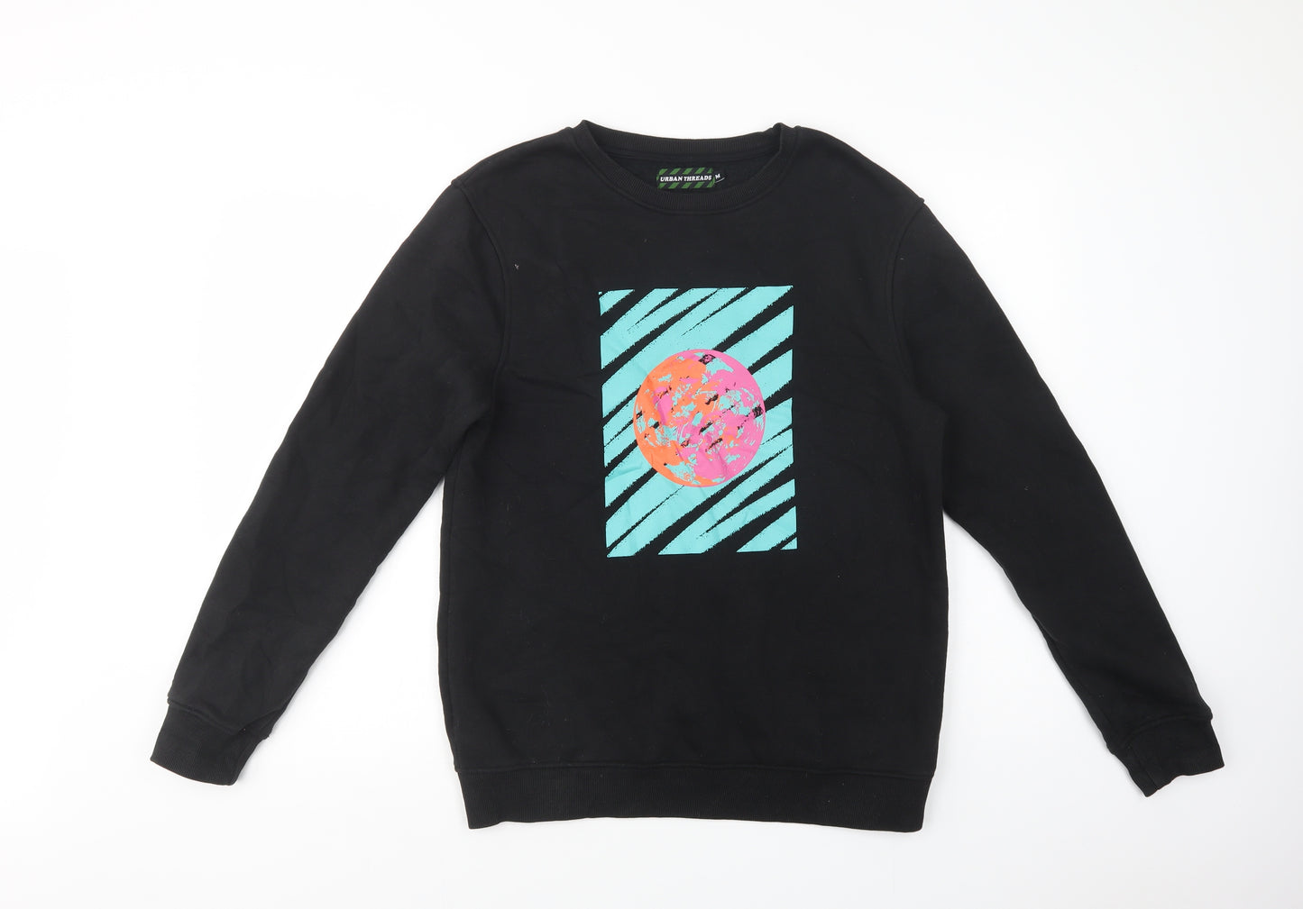 Urban Threads Womens Black  Cotton Pullover Sweatshirt Size M  Pullover