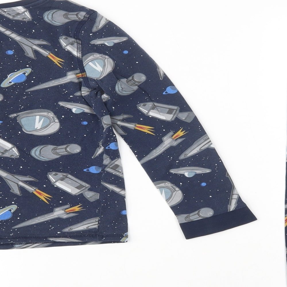 Marks and Spencer Boys Blue Geometric Cotton  Pyjama Set Size 8-9 Years  Pullover - Space