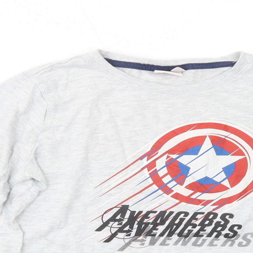 Primark Boys Grey  Cotton Pullover T-Shirt Size 9-10 Years Crew Neck Pullover - Avengers