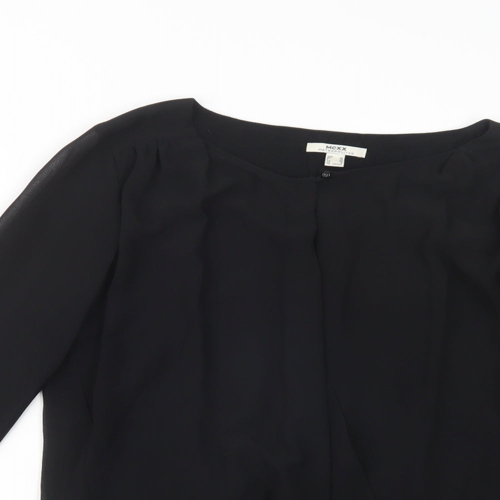 Mexx Womens Black  Polyester Basic Blouse Size 10 V-Neck