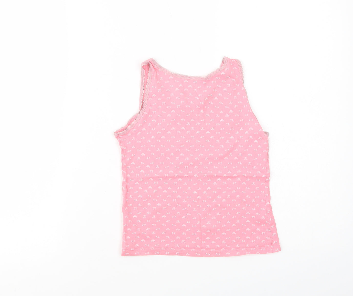 George Girls Pink Geometric Cotton Basic Tank Size 7-8 Years Scoop Neck Pullover - Rainbow Print