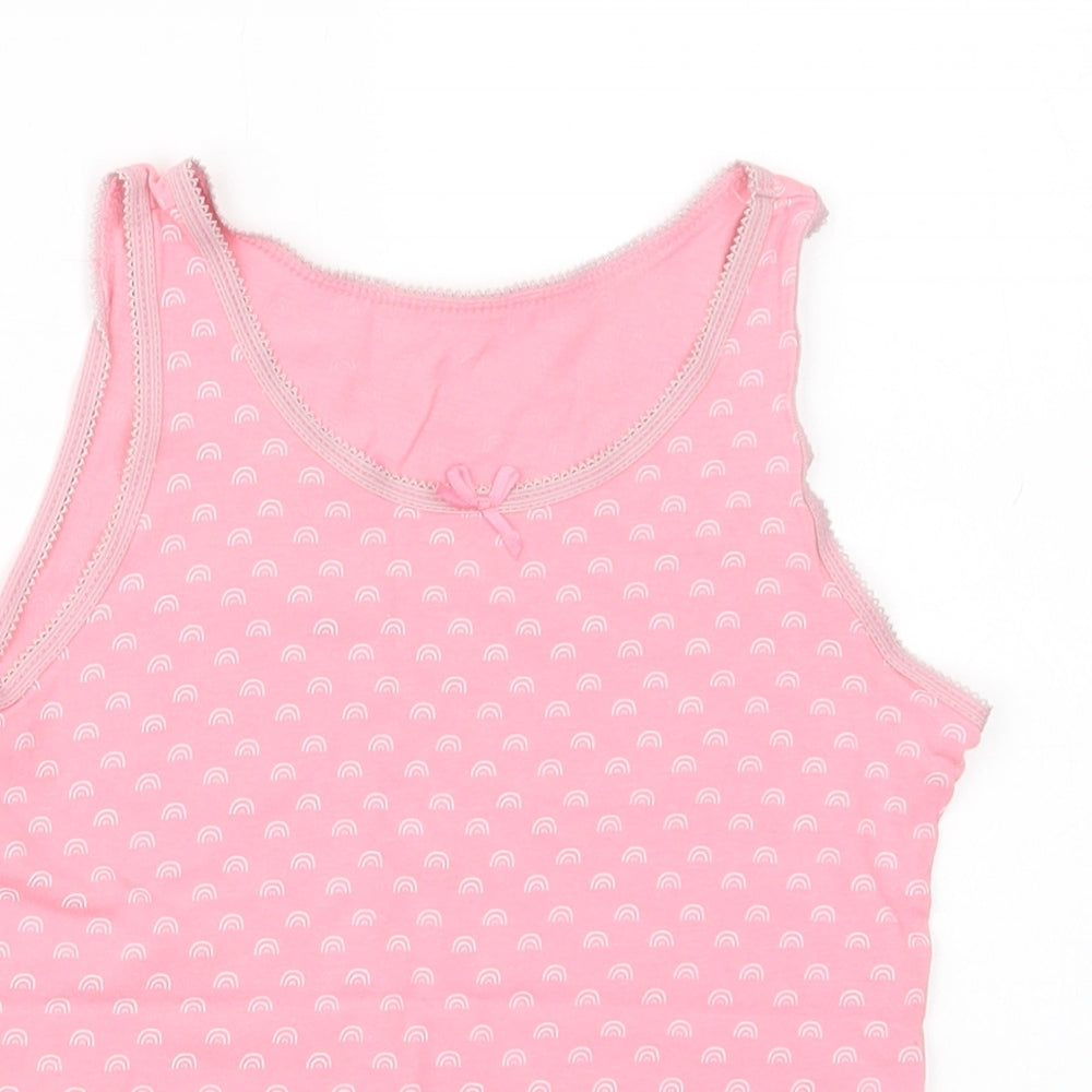 George Girls Pink Geometric Cotton Basic Tank Size 7-8 Years Scoop Neck Pullover - Rainbow Print