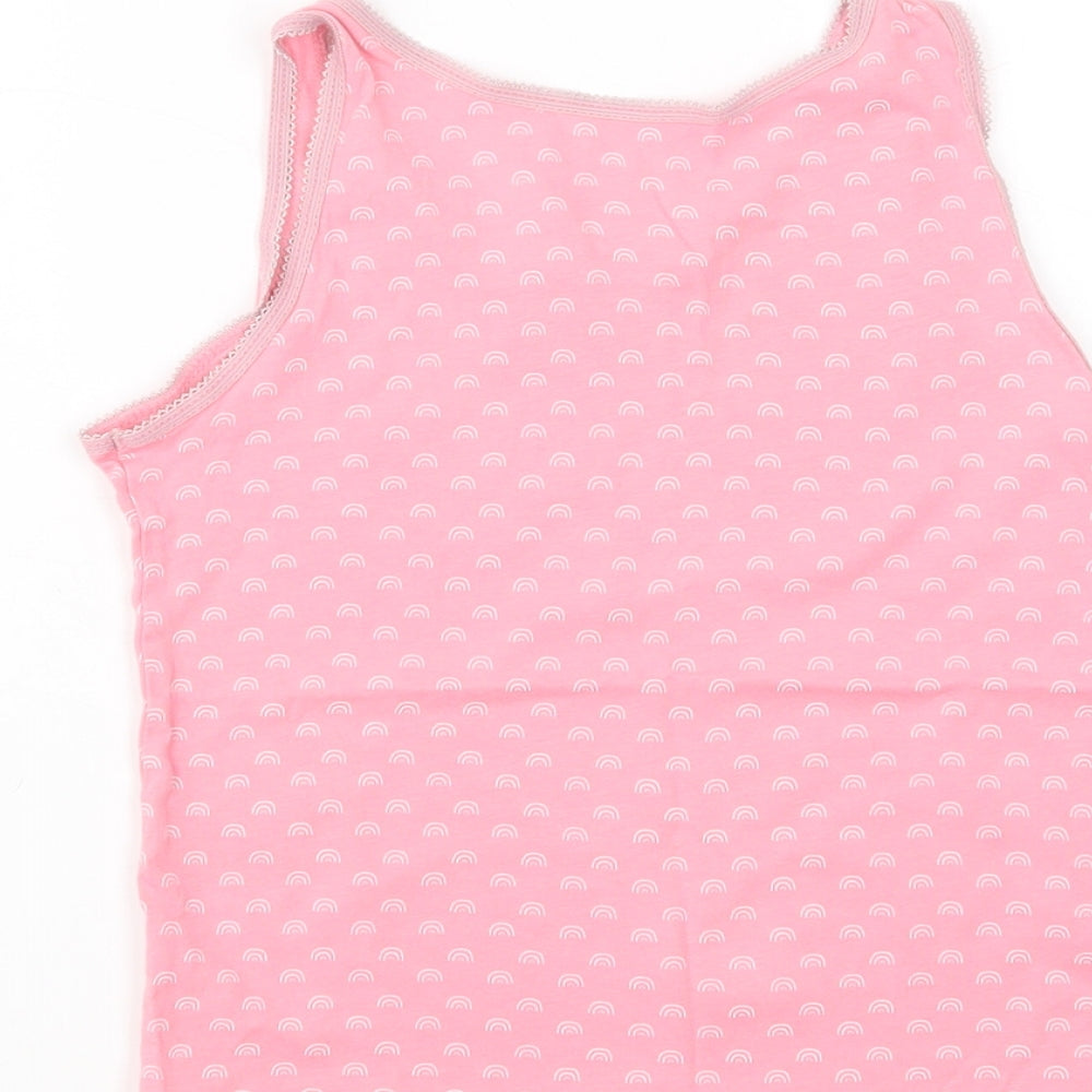 George Girls Pink Geometric Cotton Basic Tank Size 7-8 Years Scoop Neck Pullover - Rainbow Print