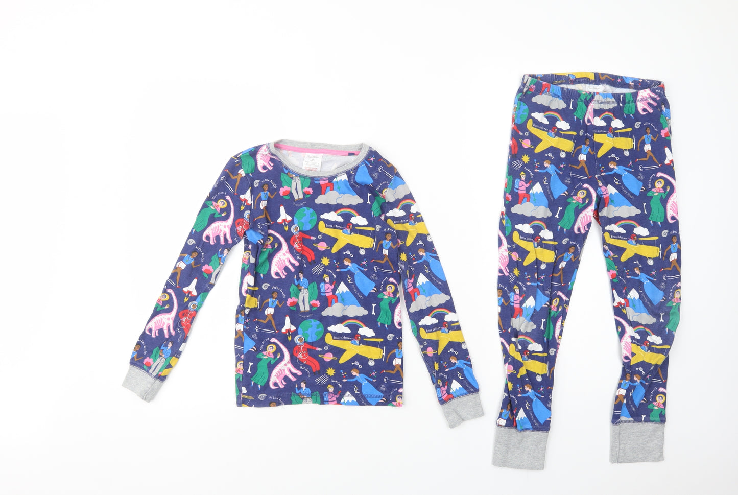 Mini Boden Girls Blue Geometric Cotton  Pyjama Set Size 8 Years  Pullover