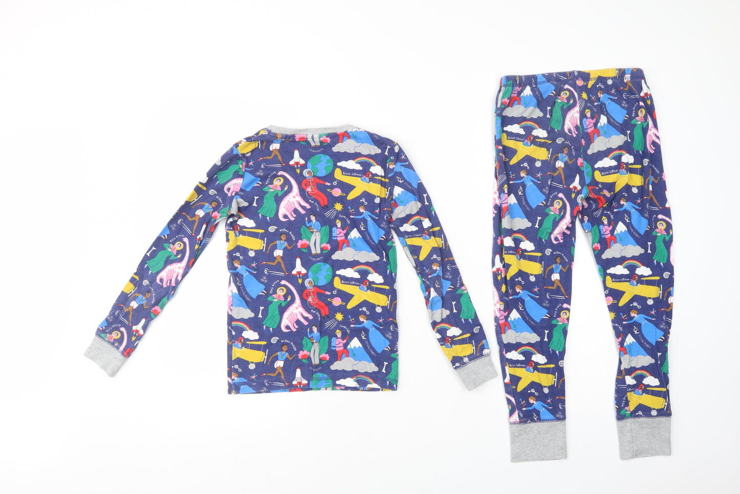 Mini Boden Girls Blue Geometric Cotton  Pyjama Set Size 8 Years  Pullover