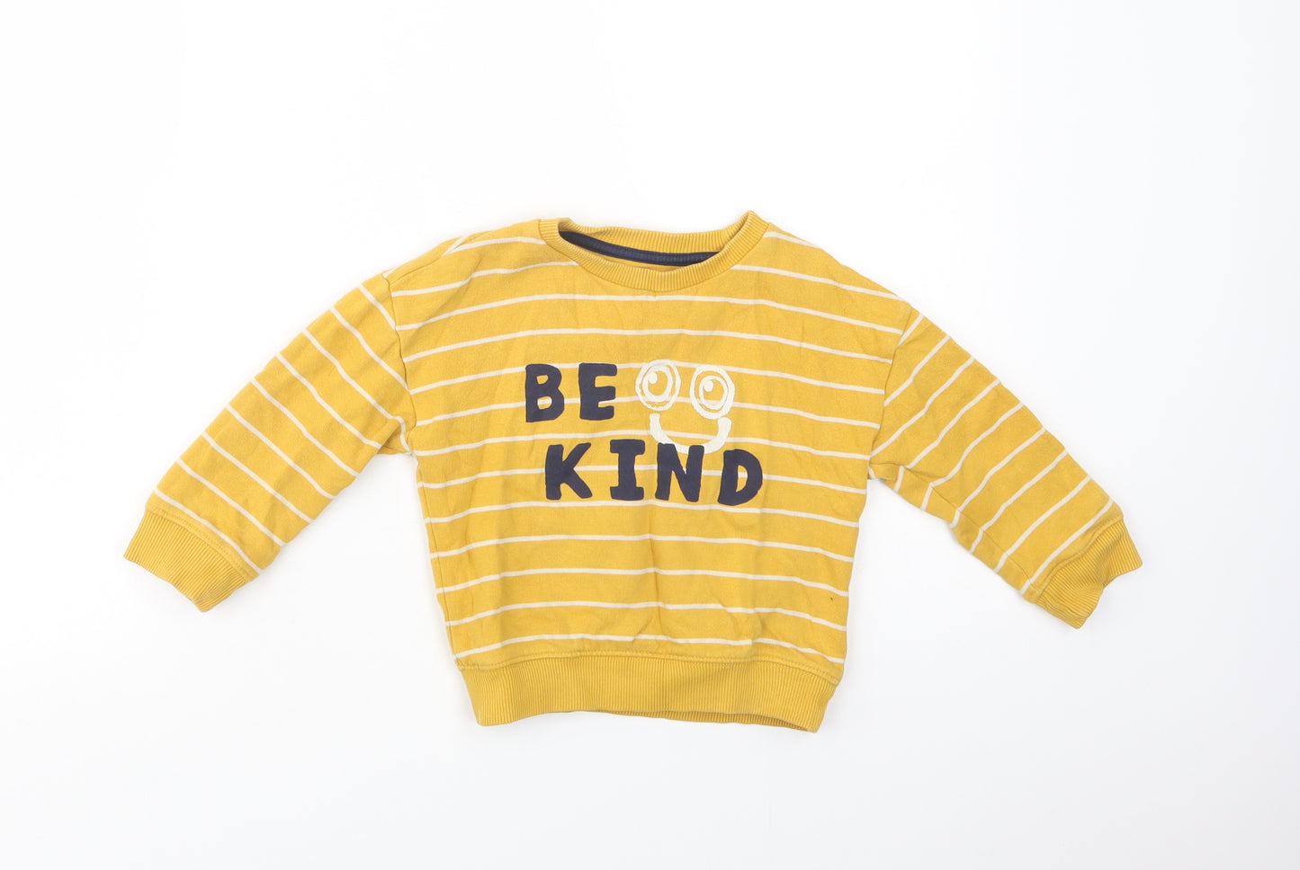 F&F Girls Yellow Striped Cotton Pullover Sweatshirt Size 2-3 Years  Pullover - Be Kind