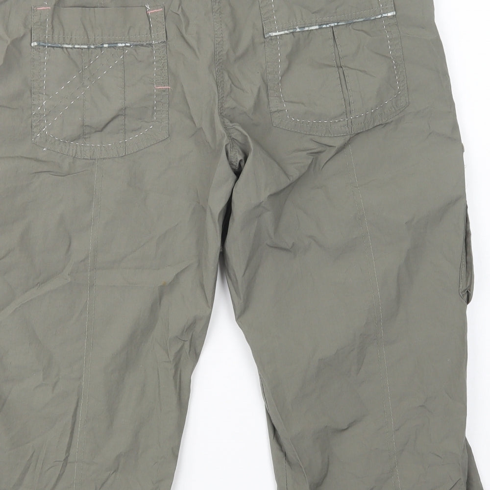 New Look Womens Green  Cotton Cropped Trousers Size 14 L20 in Regular Button