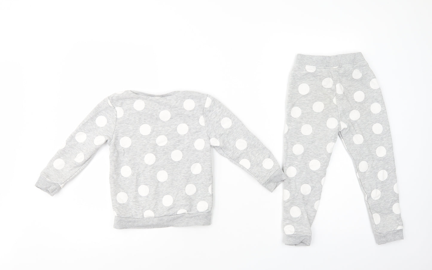 Dunnes Stores Girls Grey Polka Dot Cotton  Lounge Set Size 3-4 Years  Pullover - Always Cute