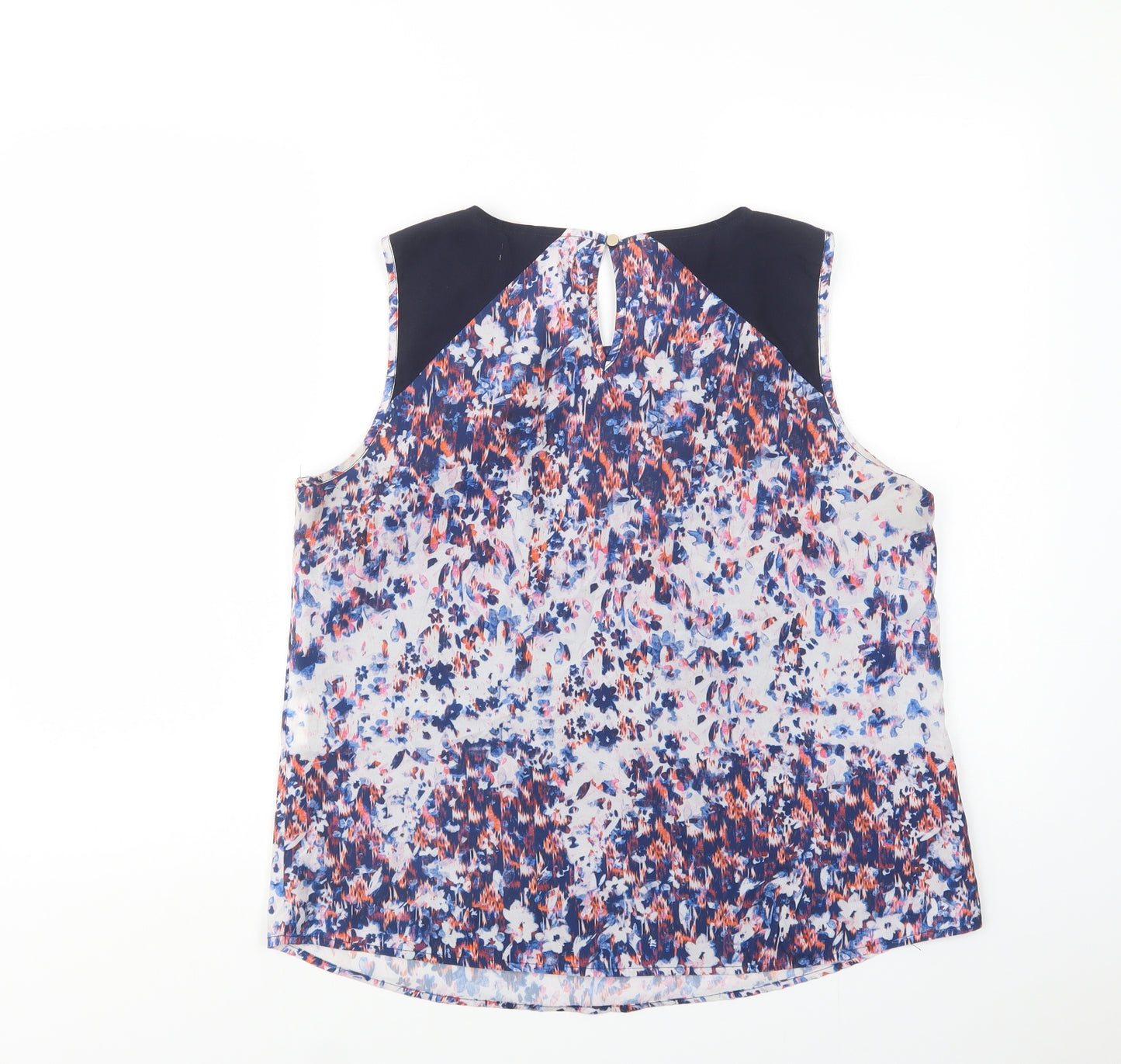Sugarhill Boutique Womens Blue Geometric Polyester Basic Blouse Size 16 Scoop Neck