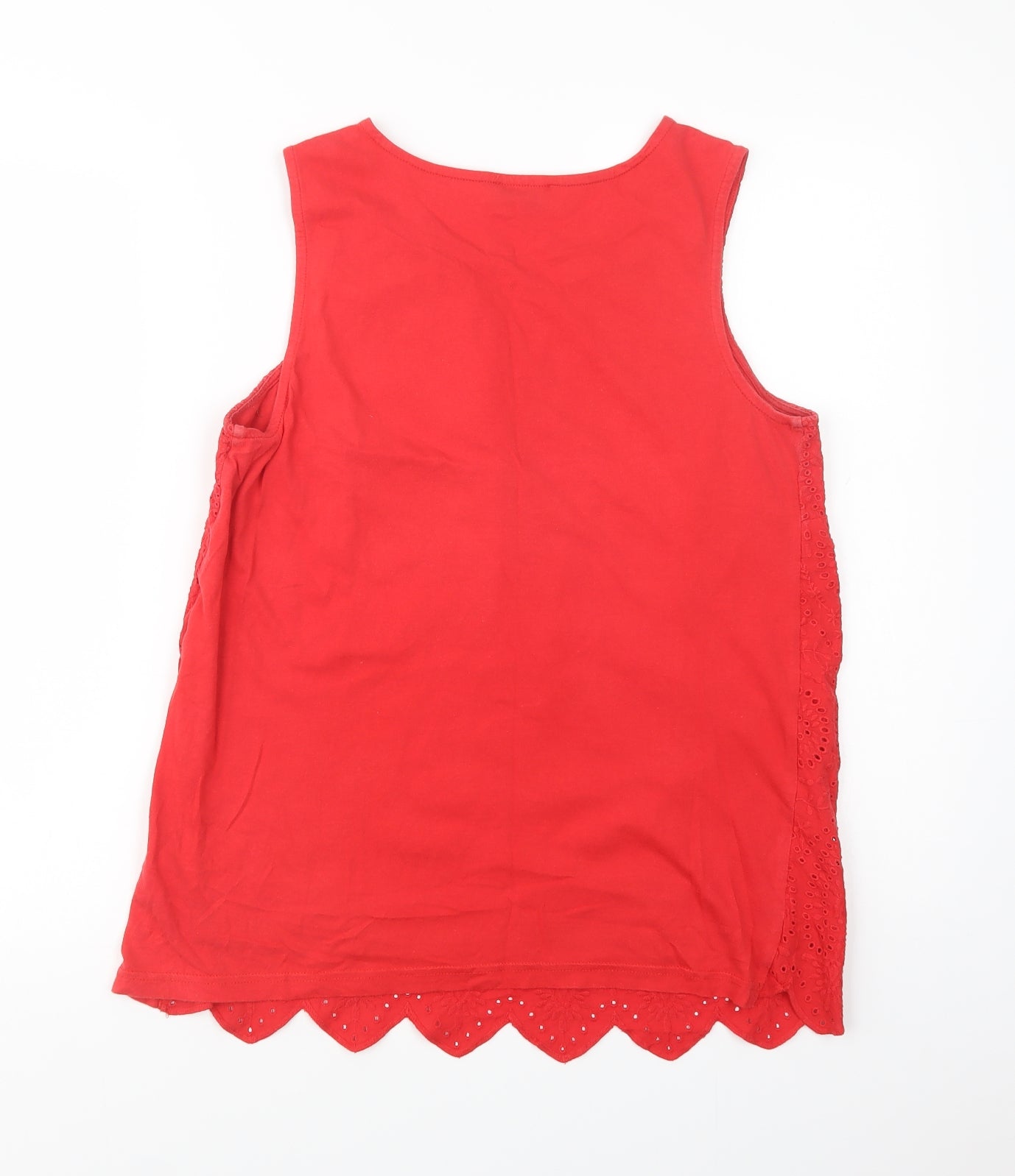 Papaya Womens Red  Cotton Basic Tank Size 14 Scoop Neck