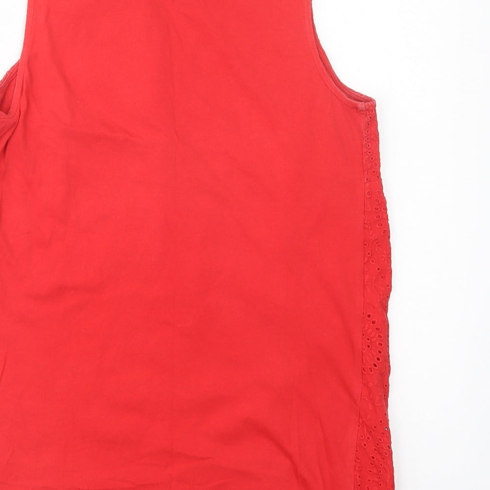 Papaya Womens Red  Cotton Basic Tank Size 14 Scoop Neck