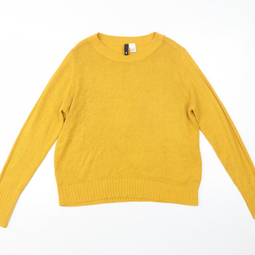 H&M Womens Yellow Crew Neck  Acrylic Pullover Jumper Size S