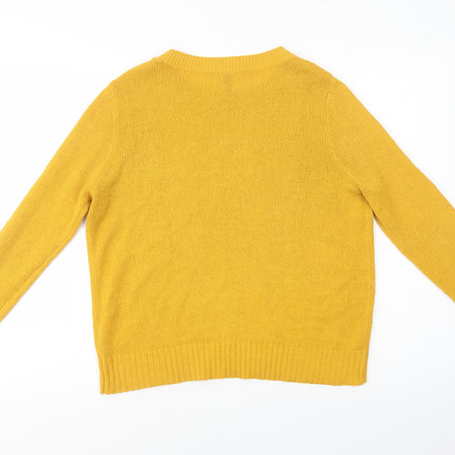 H&M Womens Yellow Crew Neck  Acrylic Pullover Jumper Size S
