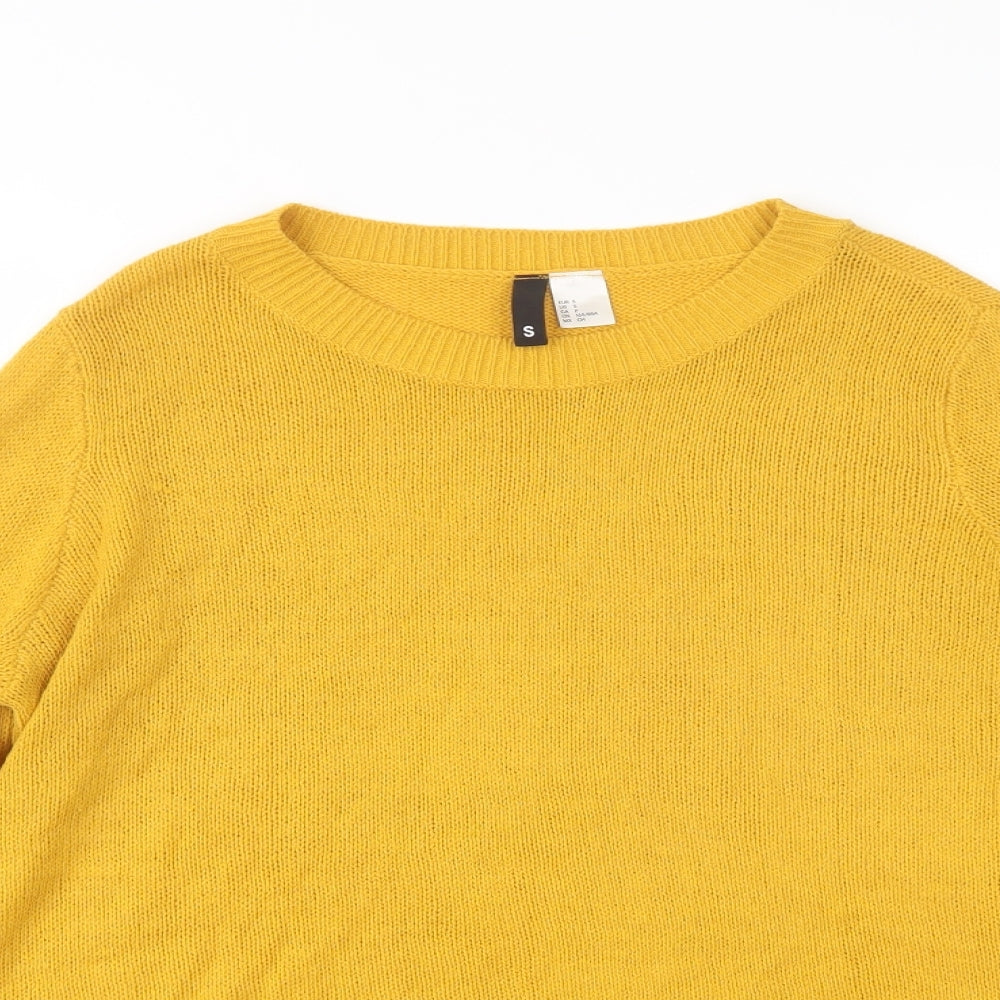 H&M Womens Yellow Crew Neck  Acrylic Pullover Jumper Size S