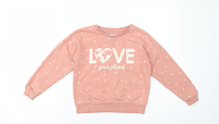 Primark Girls Pink Polka Dot Cotton Pullover Sweatshirt Size 7-8 Years  Pullover - Love Your Planet