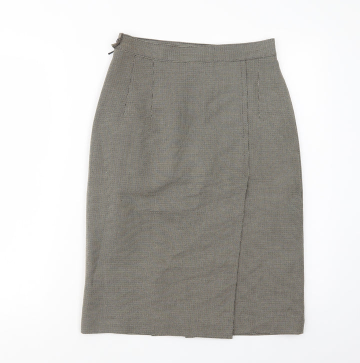 Choise Womens Beige Geometric Viscose A-Line Skirt Size 10 Button