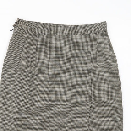 Choise Womens Beige Geometric Viscose A-Line Skirt Size 10   Button