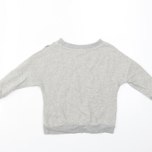 Nexct Girls Grey  Cotton Pullover Sweatshirt Size 3 Years  Pullover - Embellished Neckline