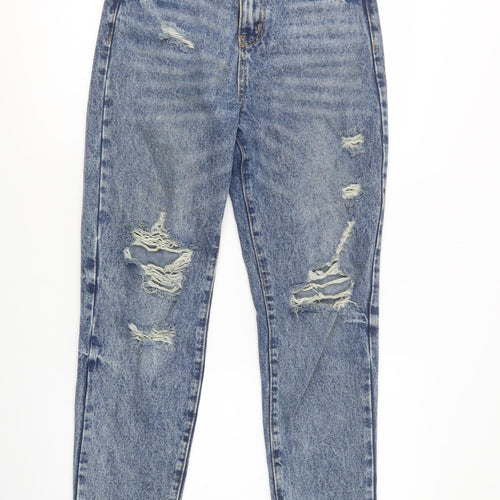 SheIn Womens Blue  Cotton Boyfriend Jeans Size S L29 in Regular Button