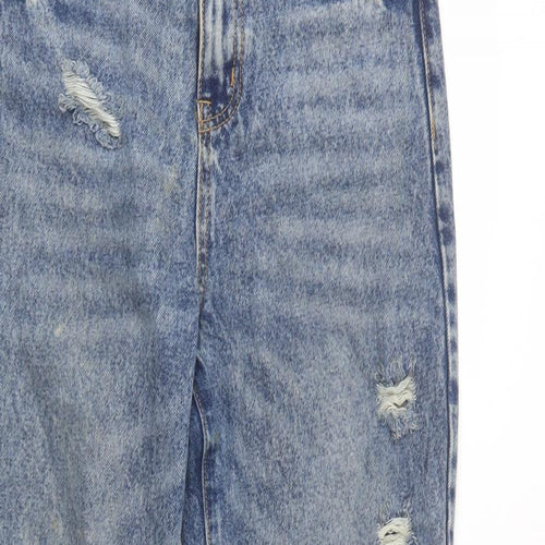 SheIn Womens Blue  Cotton Boyfriend Jeans Size S L29 in Regular Button