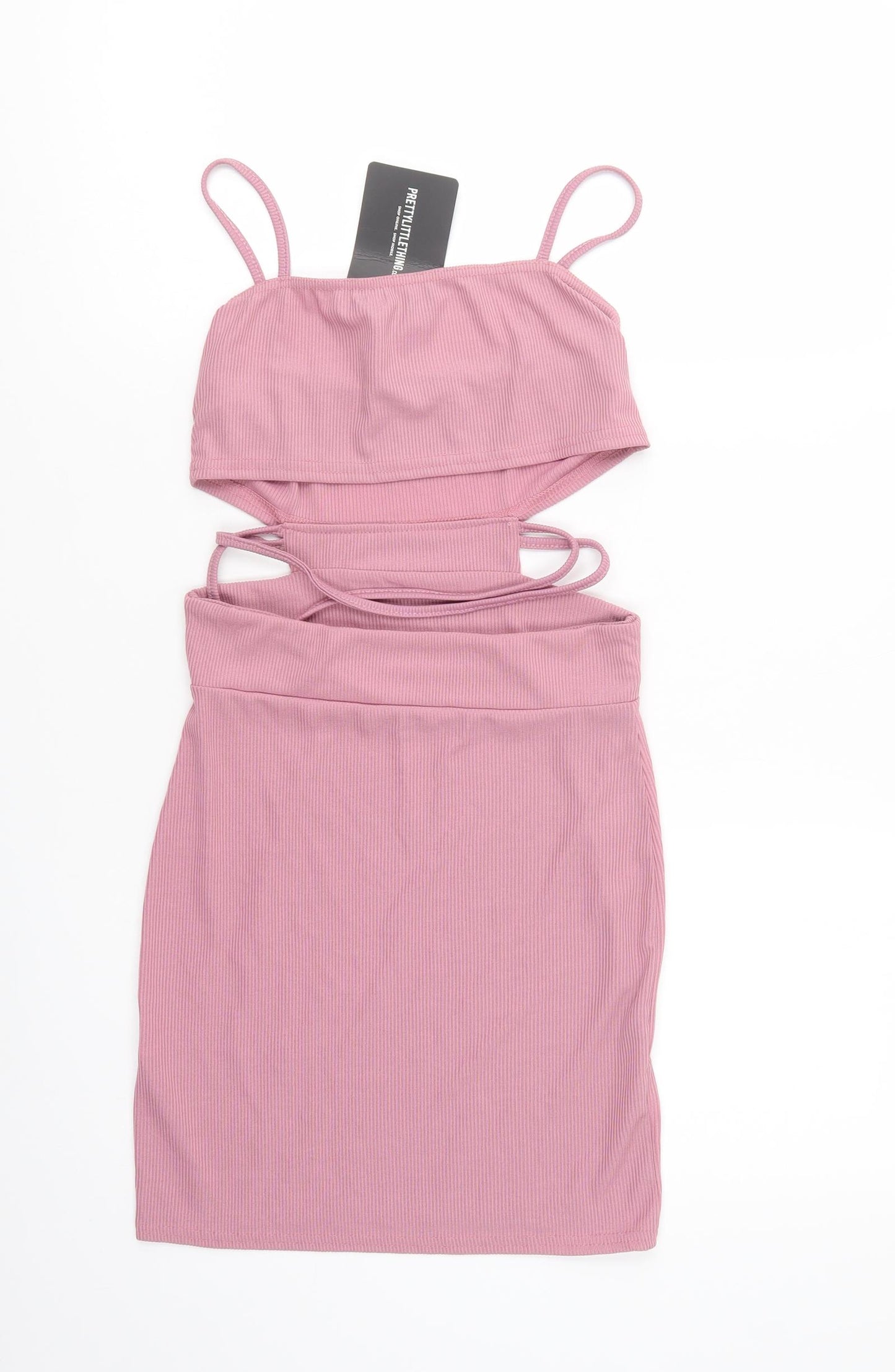 PRETTYLITTLETHING Womens Pink  Polyester Bodycon  Size 8  Square Neck Pullover