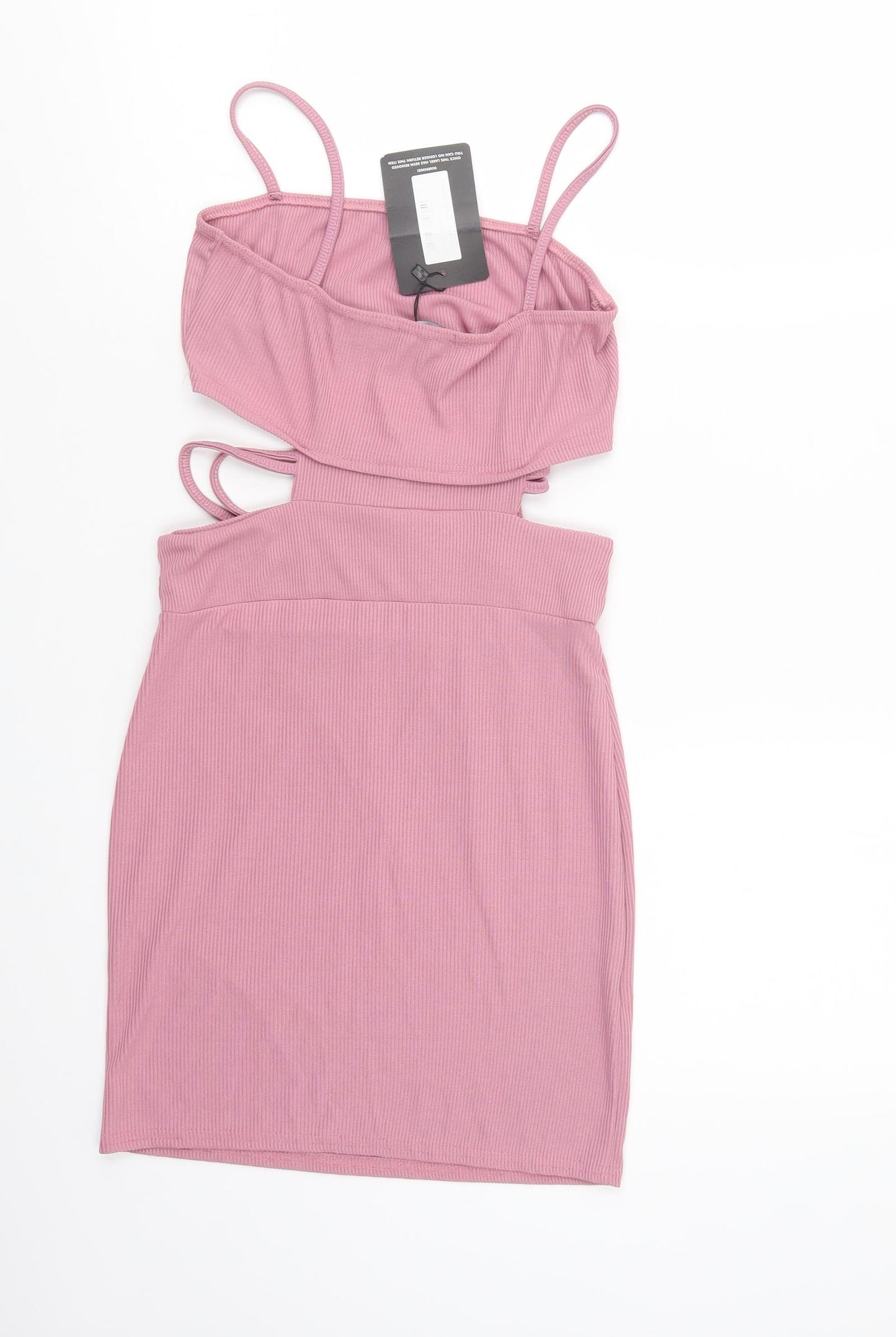 PRETTYLITTLETHING Womens Pink  Polyester Bodycon  Size 8  Square Neck Pullover