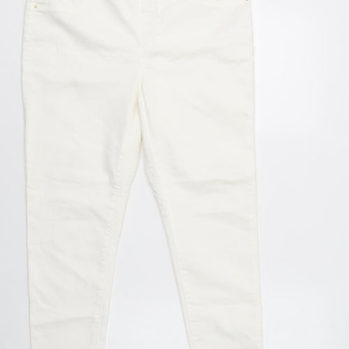 Dorothy Perkins Womens White  Cotton Flared Jeans Size 14 L29 in Regular