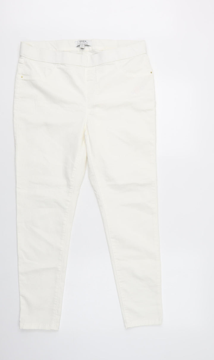 Dorothy Perkins Womens White Cotton Flared Jeans Size 14 L29 in Regular